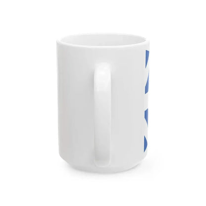 Greek Major Generals rank flag on board a navy vessel within his jurisdiction 1914 pattern (Greece) White Coffee Mug - Go Mug Yourself