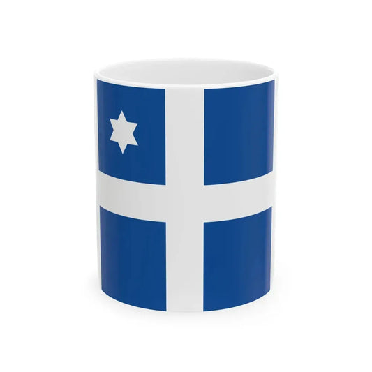 Greek Navy Commodore Flag (Greece) White Coffee Mug 11oz - Go Mug Yourself