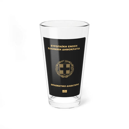 Greek Passport (Diplomatic) - Pint Glass 16oz-16oz-Go Mug Yourself