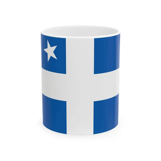 Greek Royal Navy Vice Admirals rank flag 1914 pattern (Greece) White Coffee Mug 11oz - Go Mug Yourself
