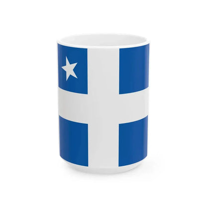 Greek Royal Navy Vice Admirals rank flag 1914 pattern (Greece) White Coffee Mug 15oz - Go Mug Yourself