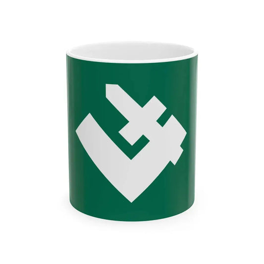 Green flag with symbol of falanga (Poland) White Coffee Mug 11oz - Go Mug Yourself