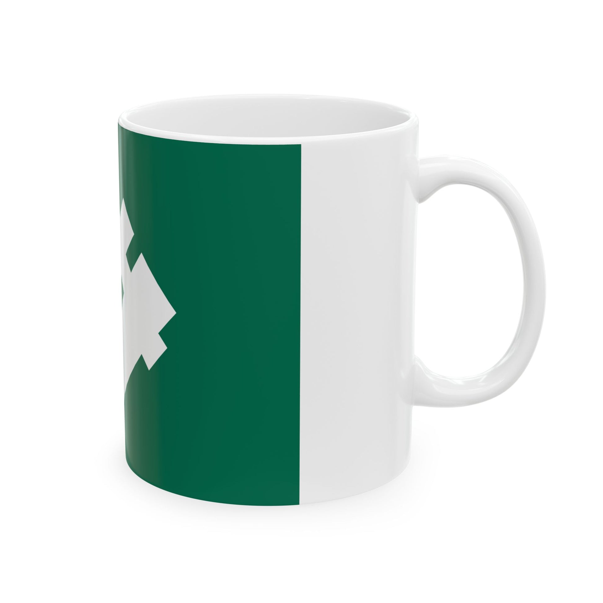 Green flag with symbol of falanga (Poland) White Coffee Mug-Go Mug Yourself