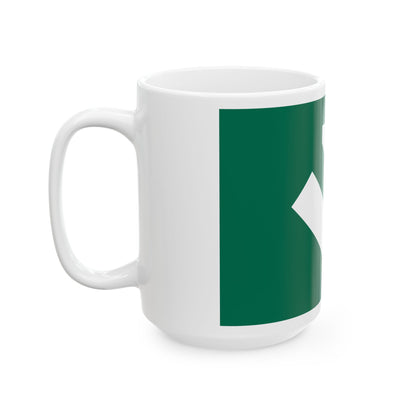 Green flag with symbol of falanga (Poland) White Coffee Mug-Go Mug Yourself