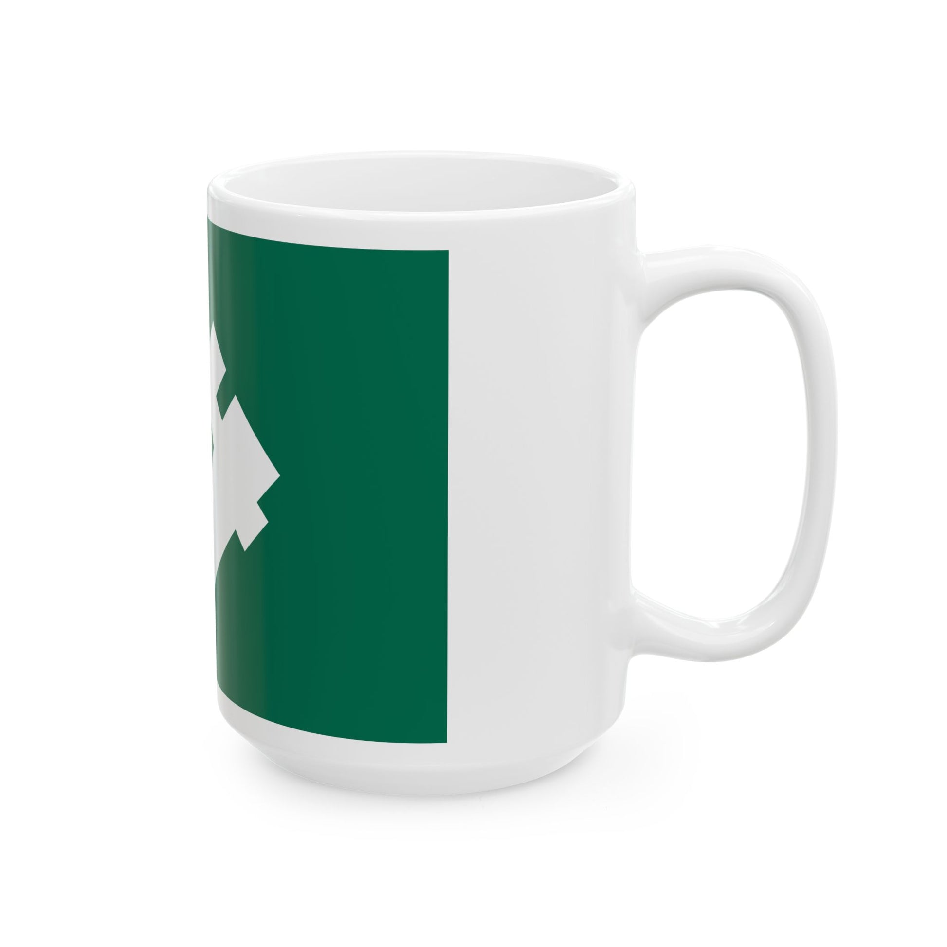 Green flag with symbol of falanga (Poland) White Coffee Mug-Go Mug Yourself