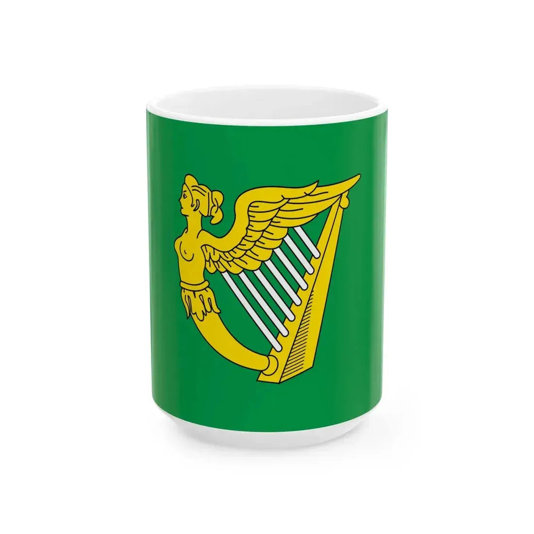 Green harp flag of Ireland 17th century (Ireland) White Coffee Mug 15oz - Go Mug Yourself