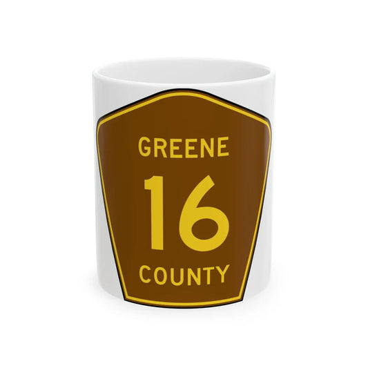 Greene County 16 NY (New York) (Road Sign) White Coffee Mug 11oz - Go Mug Yourself