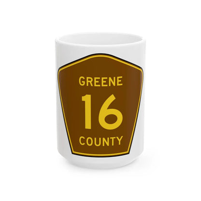 Greene County 16 NY (New York) (Road Sign) White Coffee Mug 15oz - Go Mug Yourself