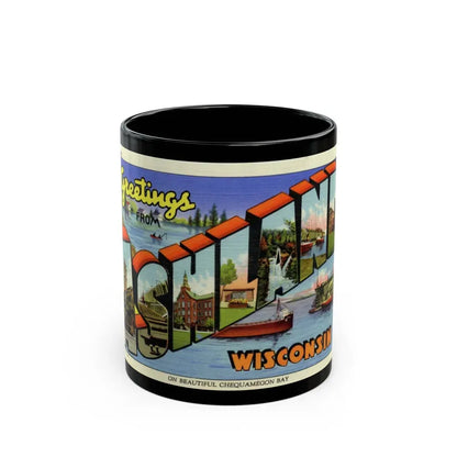 Greeting card from Ashland Wisconsin (Greeting Postcards) Black Coffee Mug 11oz - Go Mug Yourself