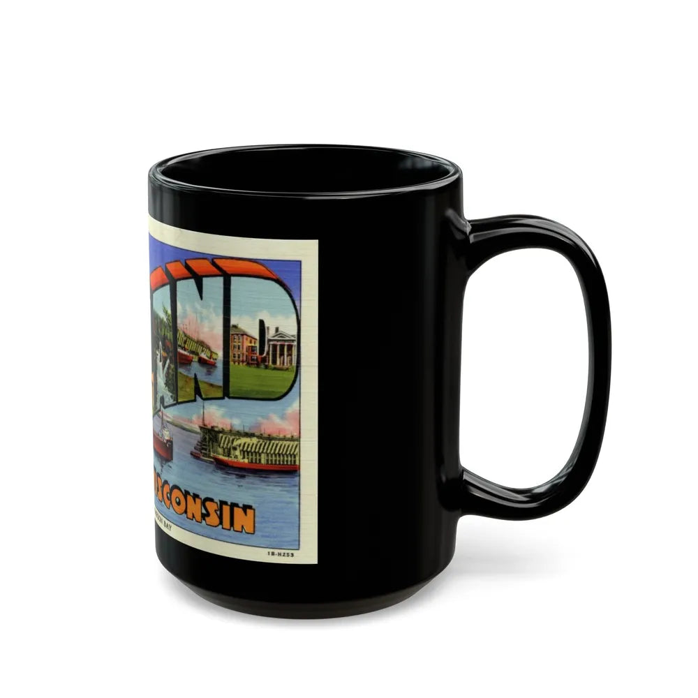 Greeting card from Ashland Wisconsin (Greeting Postcards) Black Coffee Mug-Go Mug Yourself