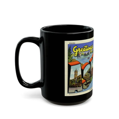 Greeting card from Ashland Wisconsin (Greeting Postcards) Black Coffee Mug-Go Mug Yourself