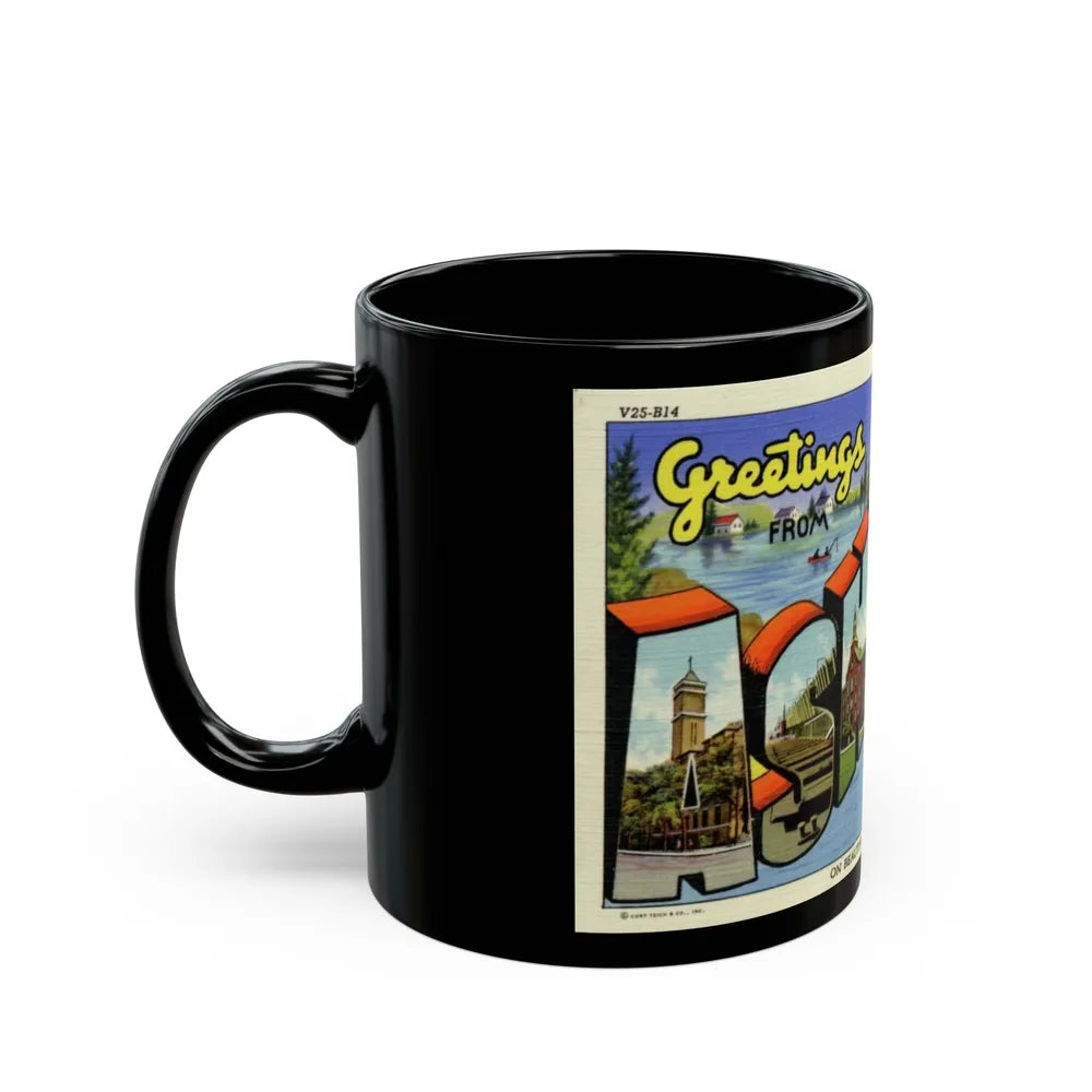 Greeting card from Ashland Wisconsin (Greeting Postcards) Black Coffee Mug-Go Mug Yourself