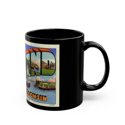 Greeting card from Ashland Wisconsin (Greeting Postcards) Black Coffee Mug-Go Mug Yourself