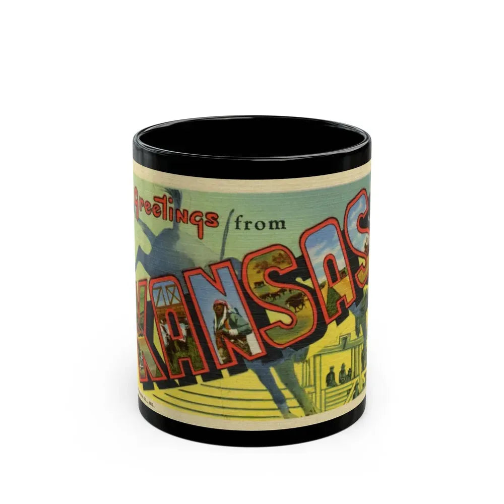 Greeting card from Kansas (Greeting Postcards) Black Coffee Mug 11oz - Go Mug Yourself