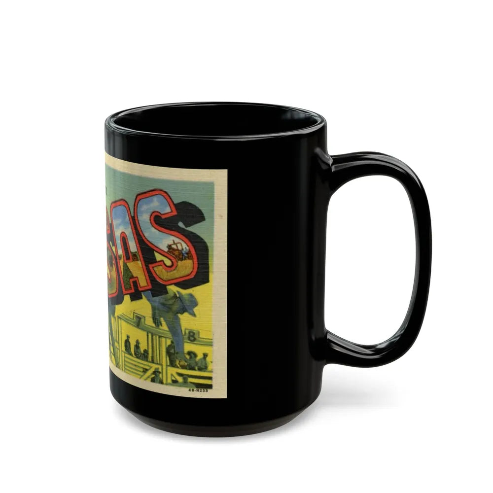 Greeting card from Kansas (Greeting Postcards) Black Coffee Mug-Go Mug Yourself