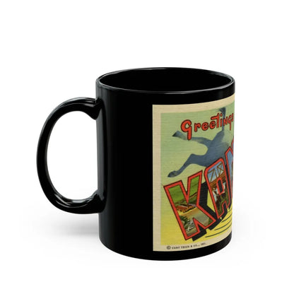 Greeting card from Kansas (Greeting Postcards) Black Coffee Mug-Go Mug Yourself