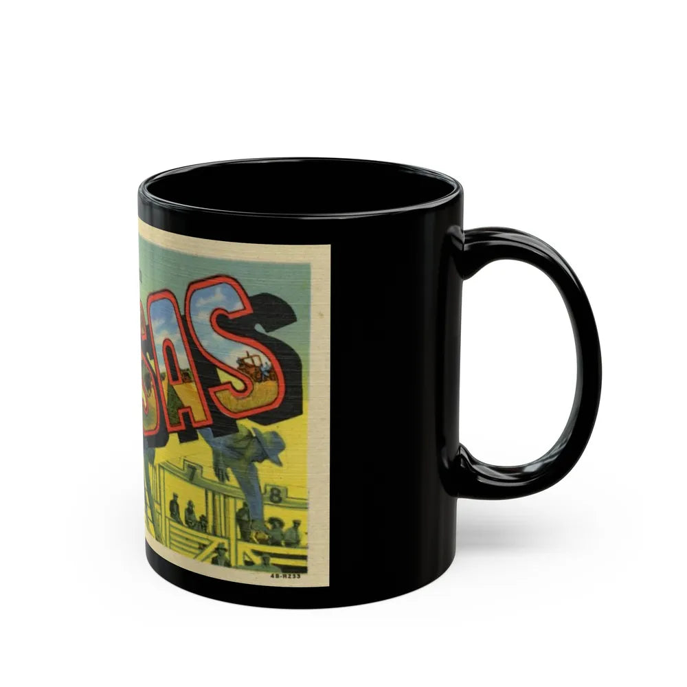 Greeting card from Kansas (Greeting Postcards) Black Coffee Mug-Go Mug Yourself