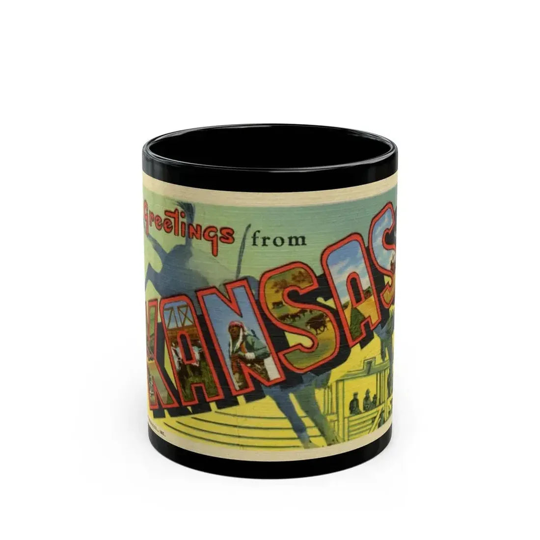 Greeting card from Kansas (Greeting Postcards) Black Coffee Mug - Go Mug Yourself