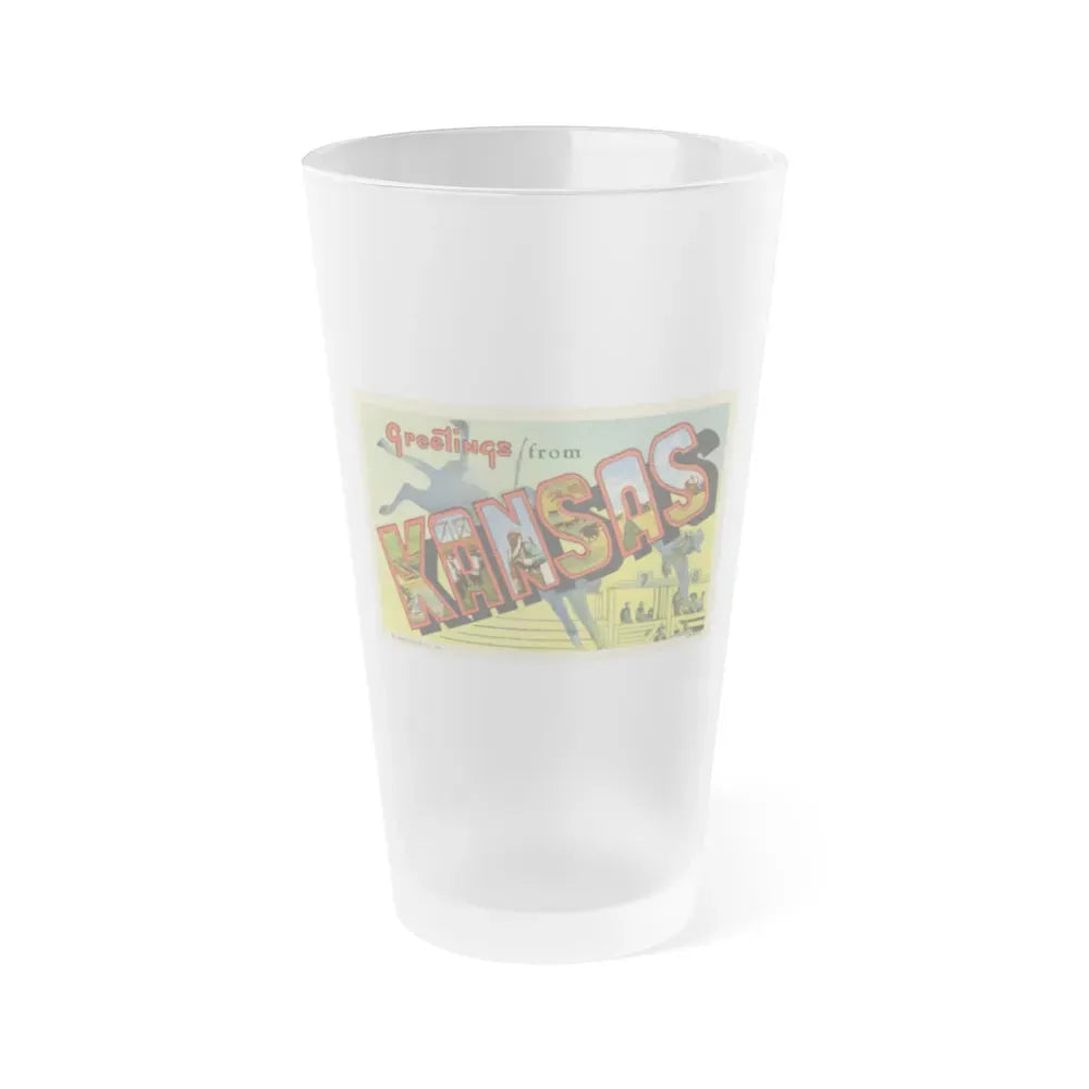 Greeting card from Kansas (Greeting Postcards) Frosted Pint Glass 16oz Default Title - Go Mug Yourself