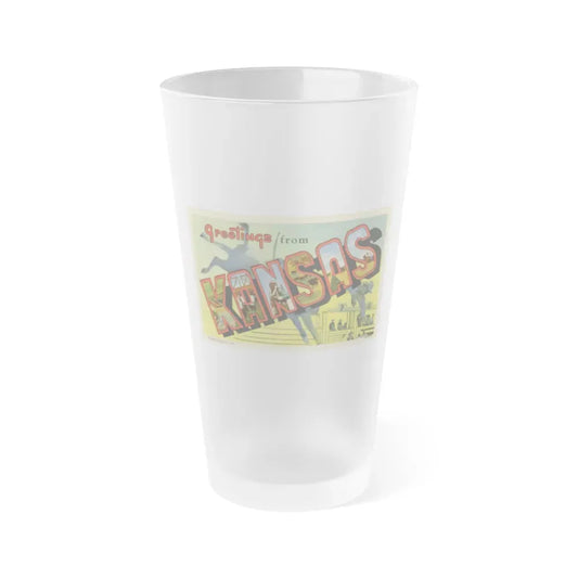Greeting card from Kansas (Greeting Postcards) Frosted Pint Glass 16oz Default Title - Go Mug Yourself