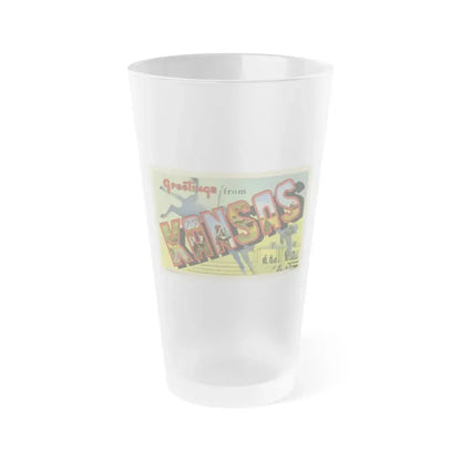 Greeting card from Kansas (Greeting Postcards) Frosted Pint Glass 16oz Default Title - Go Mug Yourself
