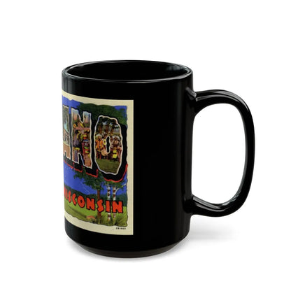 Greeting card from Shawano Wisconsin (Greeting Postcards) Black Coffee Mug-Go Mug Yourself