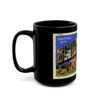 Greeting card from Shawano Wisconsin (Greeting Postcards) Black Coffee Mug-Go Mug Yourself