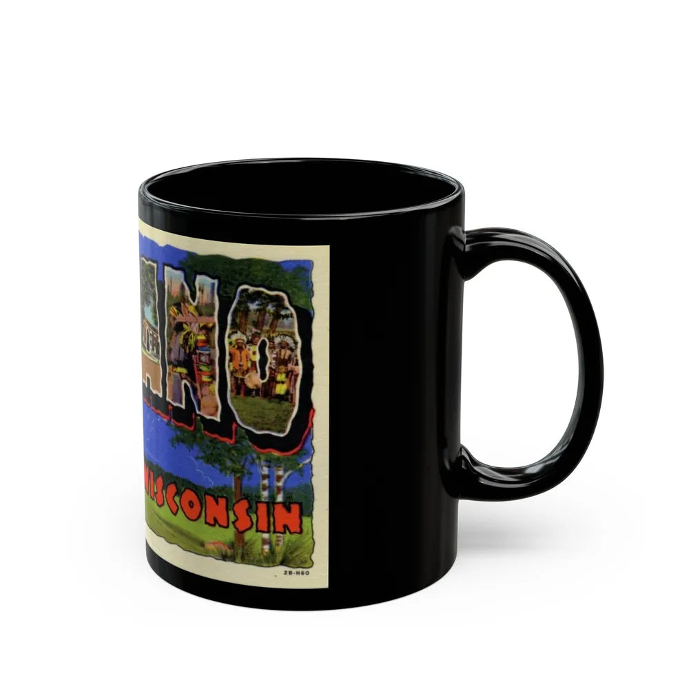 Greeting card from Shawano Wisconsin (Greeting Postcards) Black Coffee Mug-Go Mug Yourself