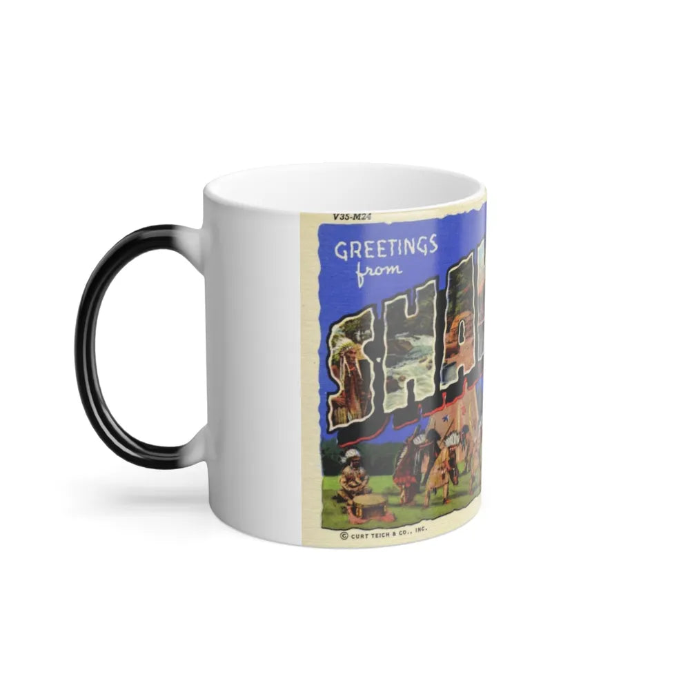 Greeting card from Shawano Wisconsin (Greeting Postcards) Color Changing Mug 11oz-Go Mug Yourself