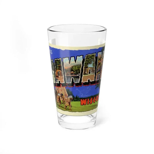Greeting card from Shawano Wisconsin (Greeting Postcards) Pint Glass 16oz 16oz - Go Mug Yourself