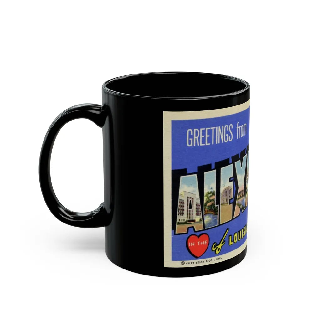 Greetings from Alexandria in the heart of Louisiana (Greeting Postcards) Black Coffee Mug-Go Mug Yourself