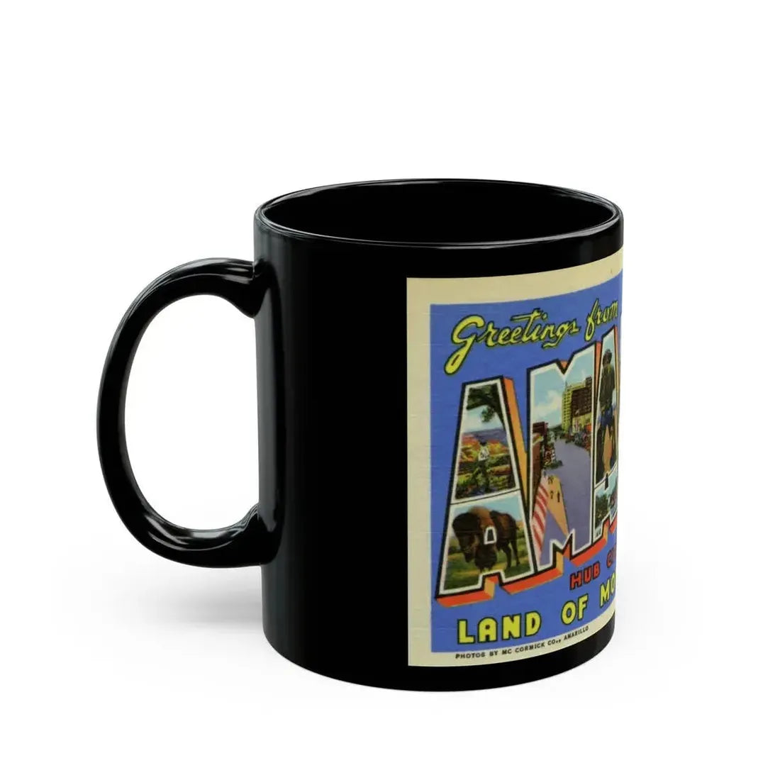 Greetings from Amarillo (Greeting Postcards) Black Coffee Mug - Go Mug Yourself