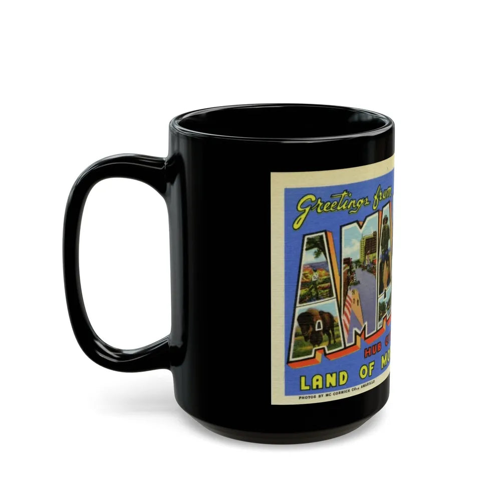 Greetings from Amarillo (Greeting Postcards) Black Coffee Mug-Go Mug Yourself