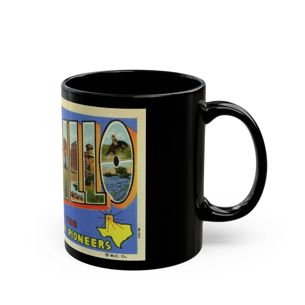 Greetings from Amarillo (Greeting Postcards) Black Coffee Mug-Go Mug Yourself