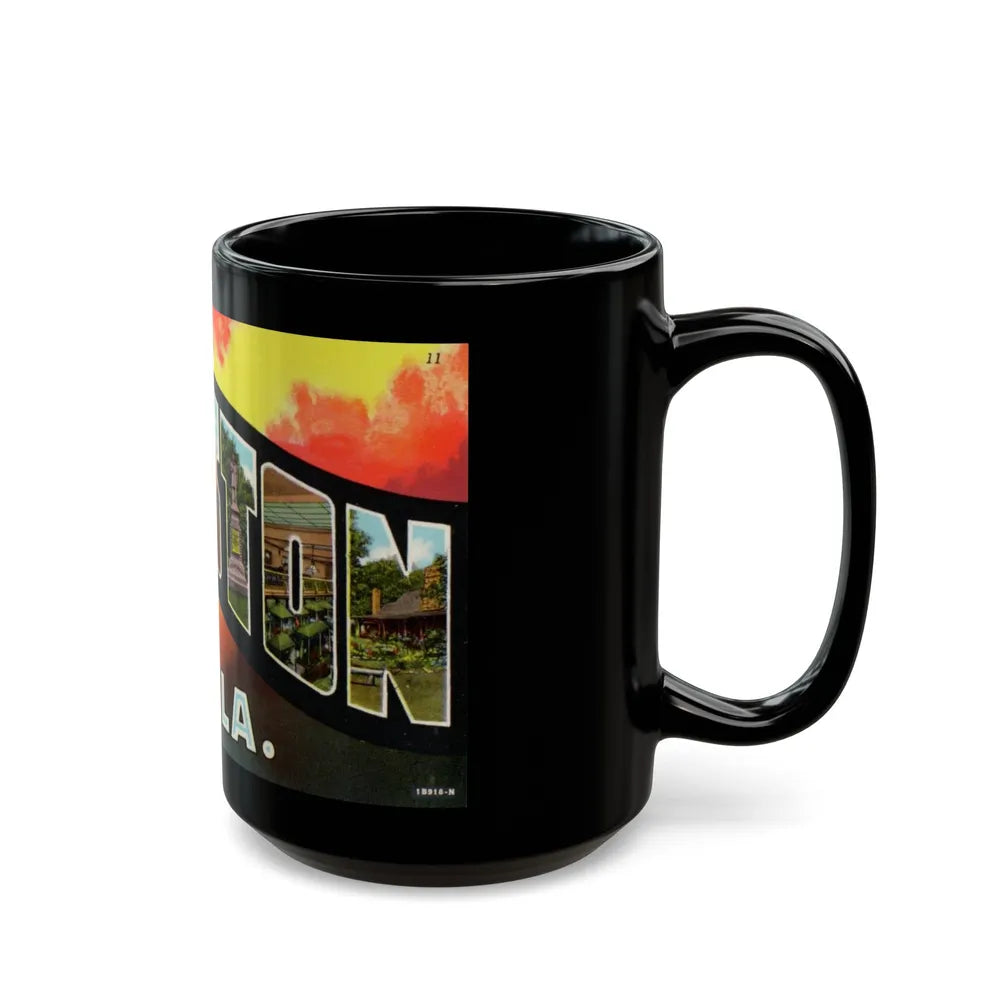 Greetings from Anniston Ala (Greeting Postcards) Black Coffee Mug-Go Mug Yourself