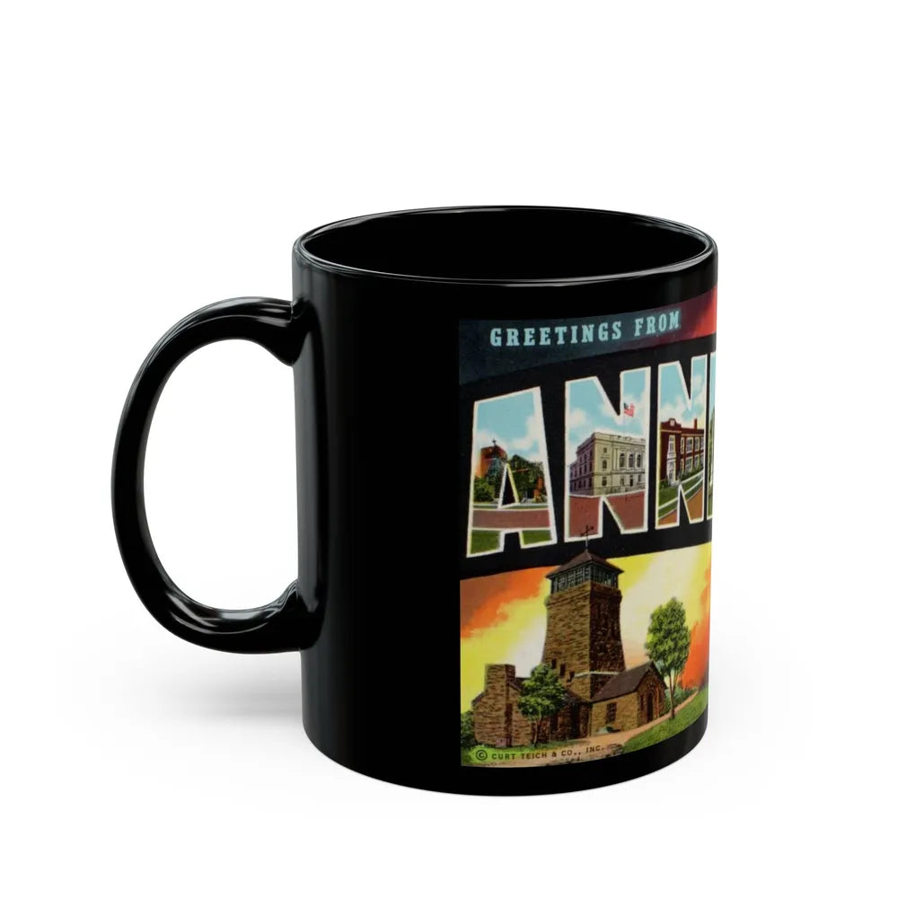 Greetings from Anniston Ala (Greeting Postcards) Black Coffee Mug-Go Mug Yourself