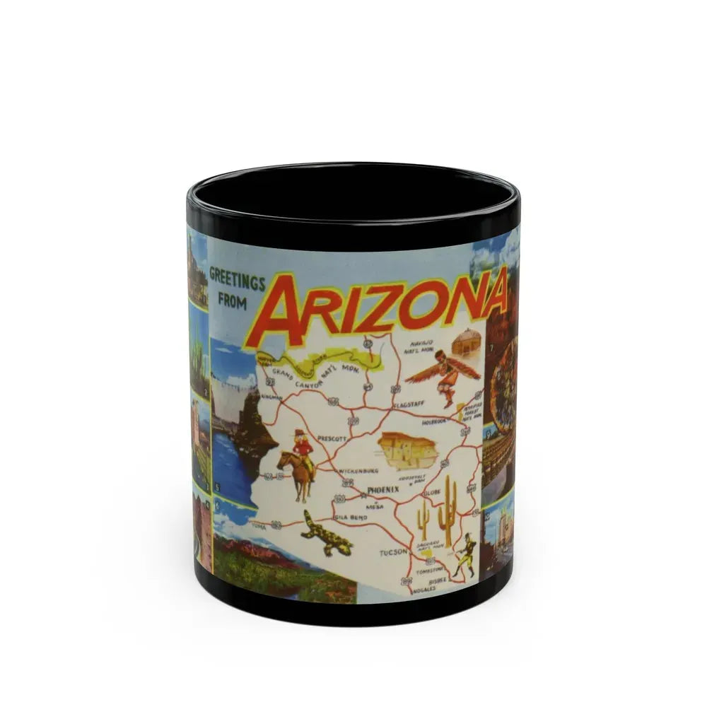 Greetings from Arizona (Greeting Postcards) Black Coffee Mug 11oz - Go Mug Yourself