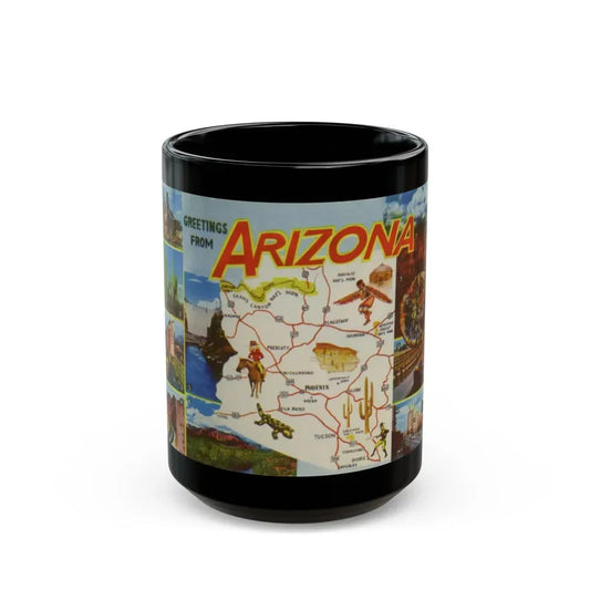 Greetings from Arizona (Greeting Postcards) Black Coffee Mug 15oz - Go Mug Yourself