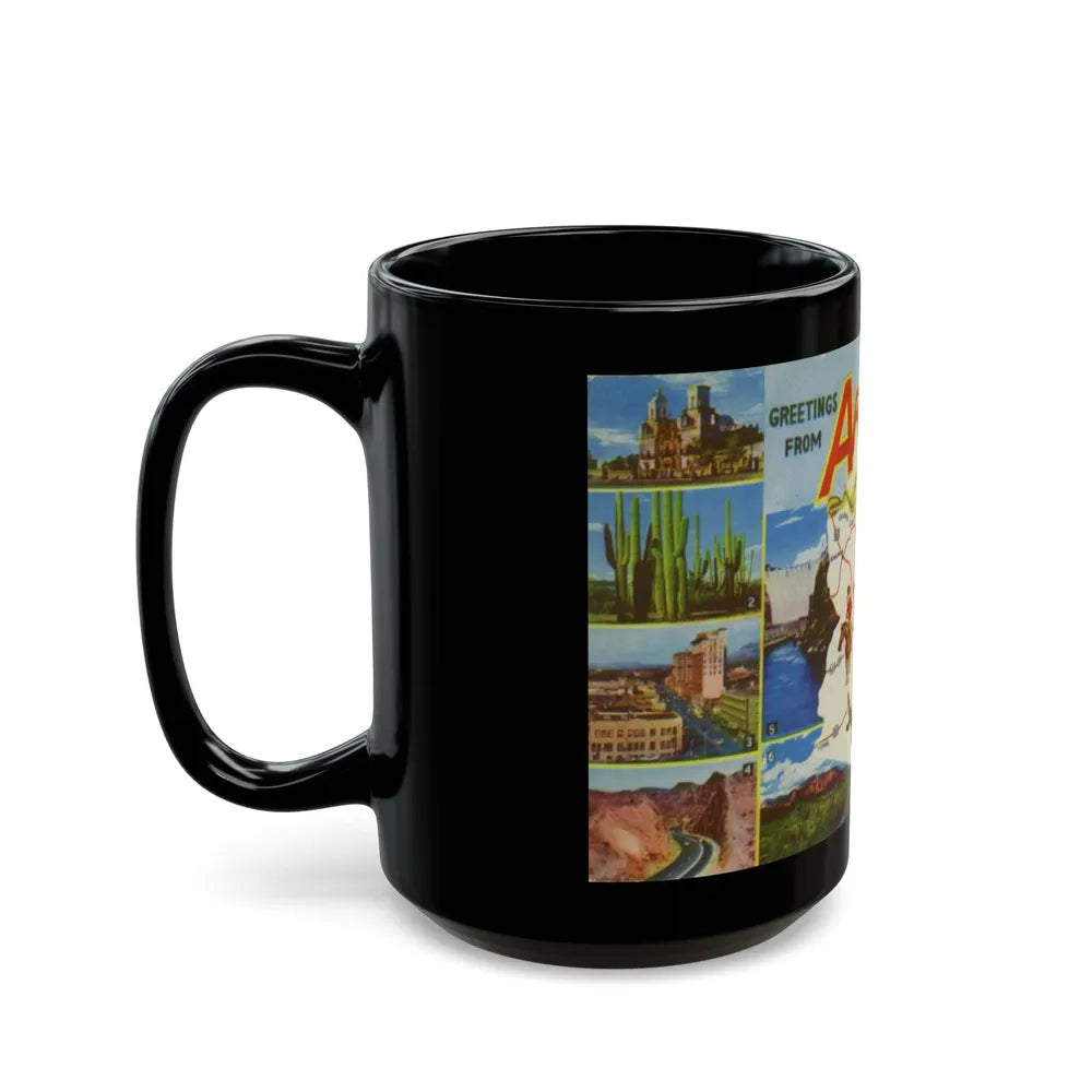 Greetings from Arizona (Greeting Postcards) Black Coffee Mug-Go Mug Yourself