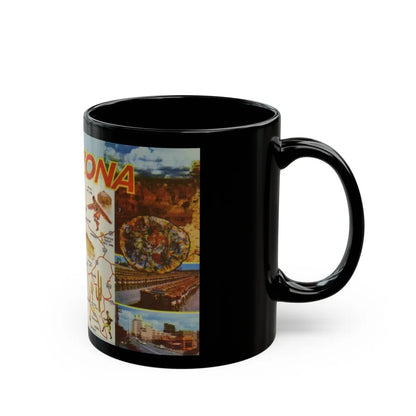 Greetings from Arizona (Greeting Postcards) Black Coffee Mug-Go Mug Yourself