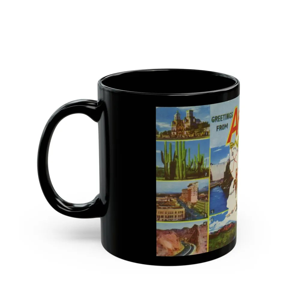 Greetings from Arizona (Greeting Postcards) Black Coffee Mug-Go Mug Yourself