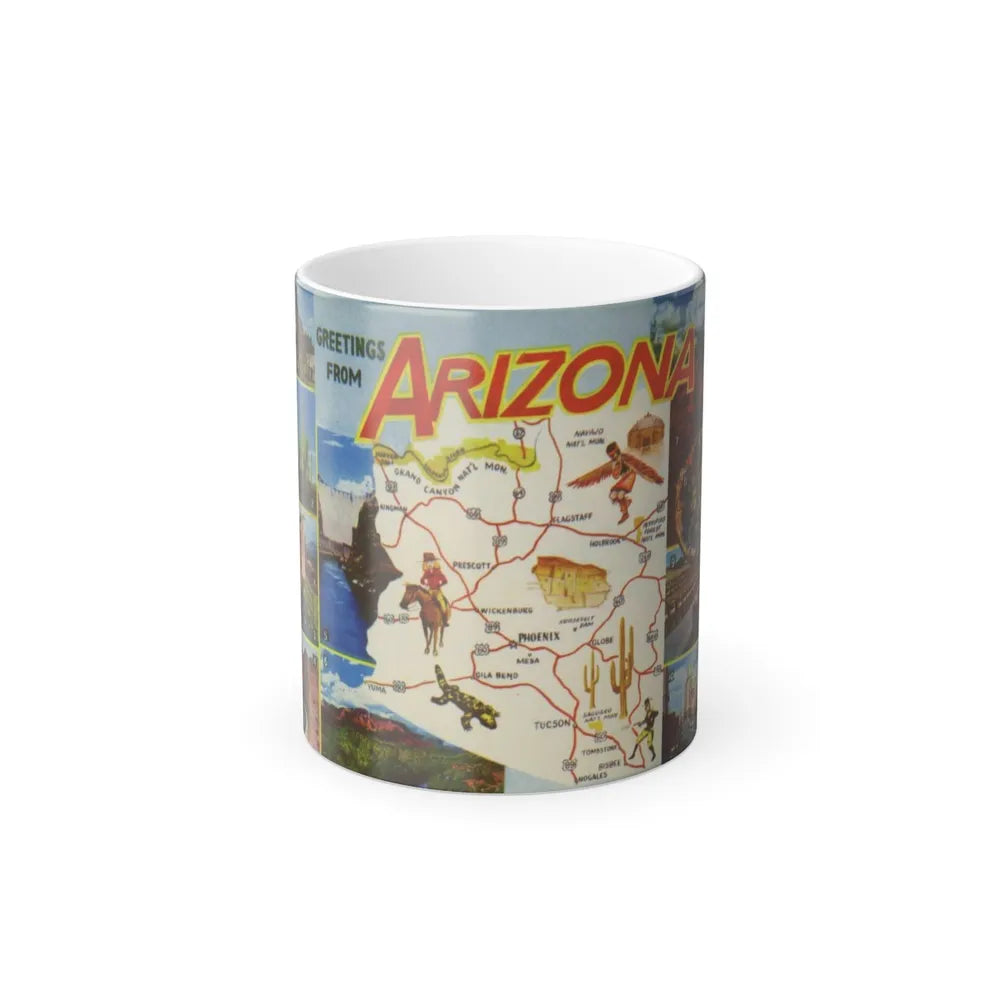 Greetings from Arizona (Greeting Postcards) Color Changing Mug 11oz-11oz-Go Mug Yourself