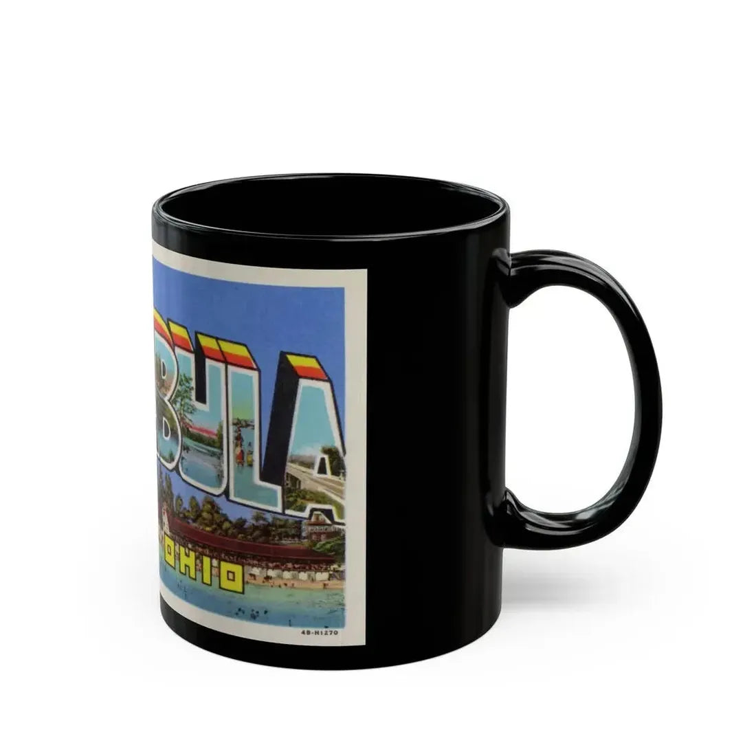 Greetings from Ashtabula Ohio (Greeting Postcards) Black Coffee Mug - Go Mug Yourself