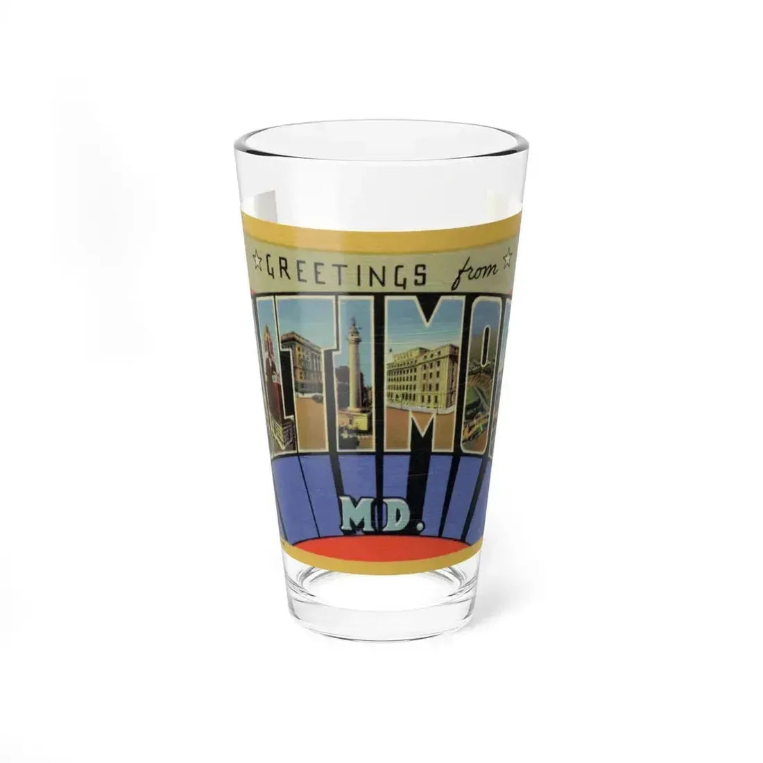 Greetings from Baltimore MD (Greeting Postcards) Pint Glass 16oz 16oz - Go Mug Yourself