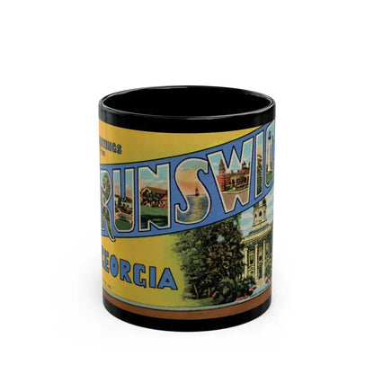 Greetings From Brunswick GA (Greeting Postcards) Black Coffee Mug 11oz - Go Mug Yourself