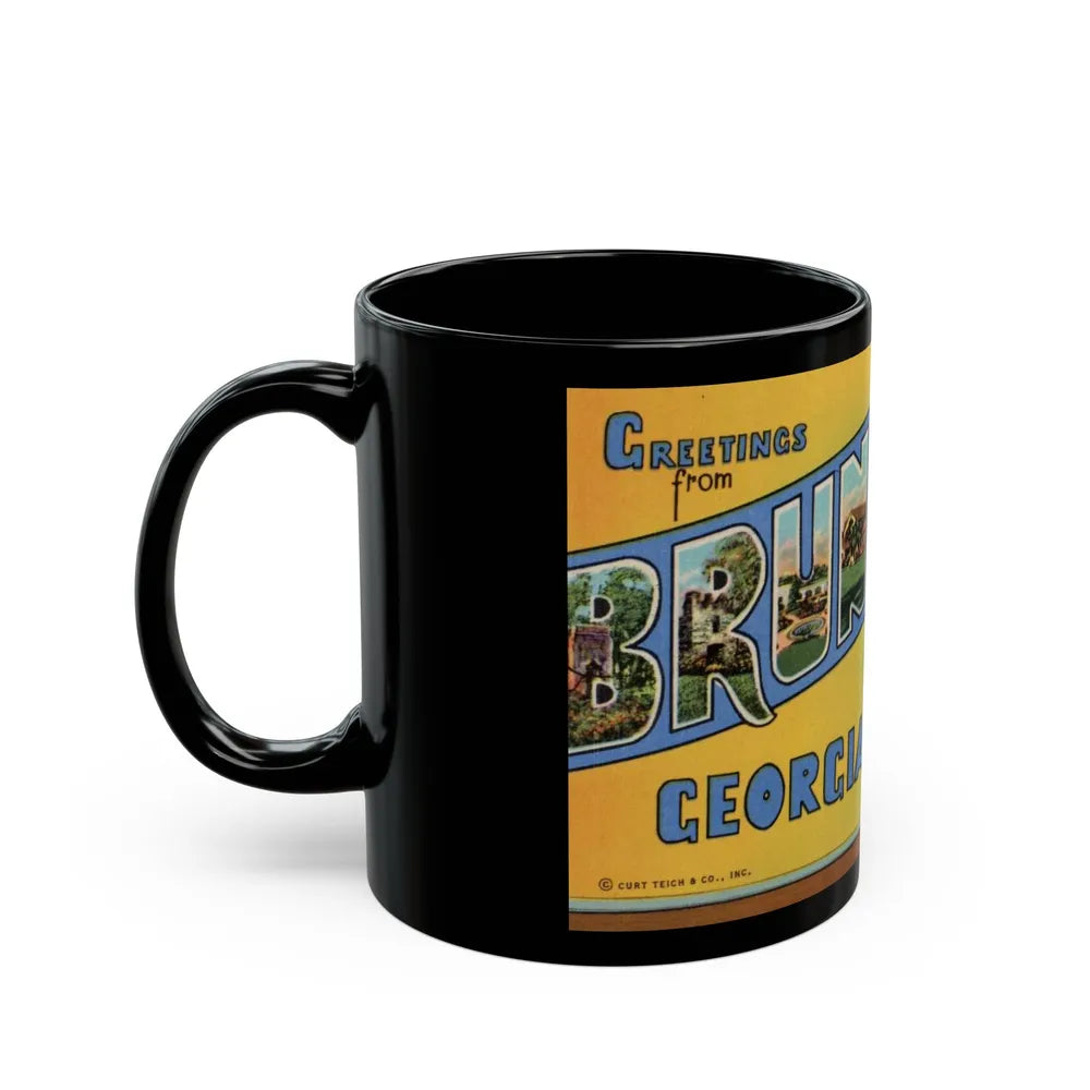 Greetings From Brunswick GA (Greeting Postcards) Black Coffee Mug-Go Mug Yourself