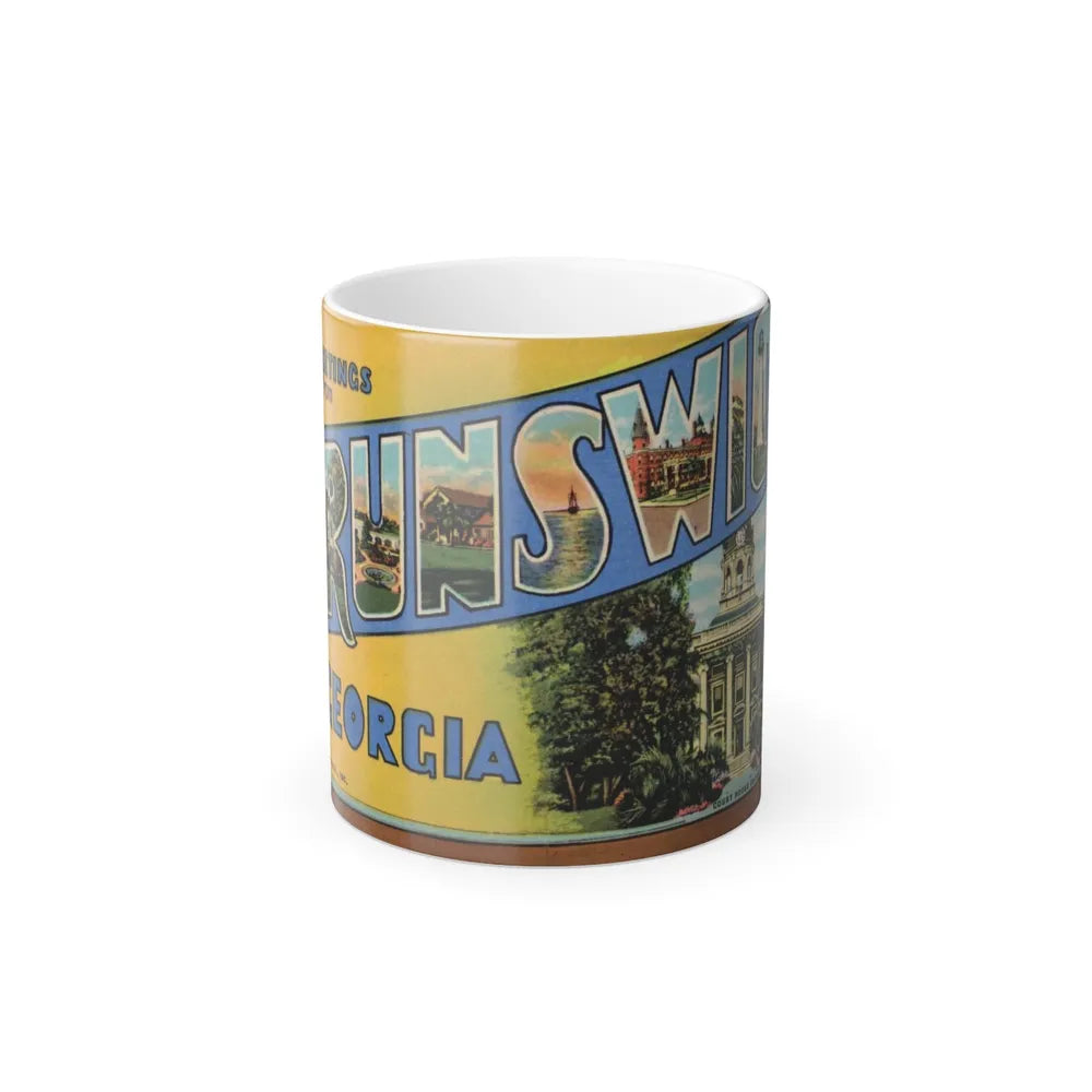 Greetings From Brunswick GA (Greeting Postcards) Color Changing Mug 11oz-11oz-Go Mug Yourself