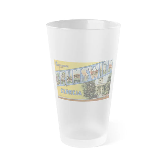 Greetings From Brunswick GA (Greeting Postcards) Frosted Pint Glass 16oz-16oz-Frosted-Go Mug Yourself