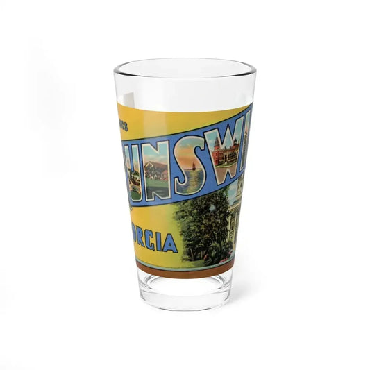 Greetings From Brunswick GA (Greeting Postcards) Pint Glass 16oz 16oz - Go Mug Yourself