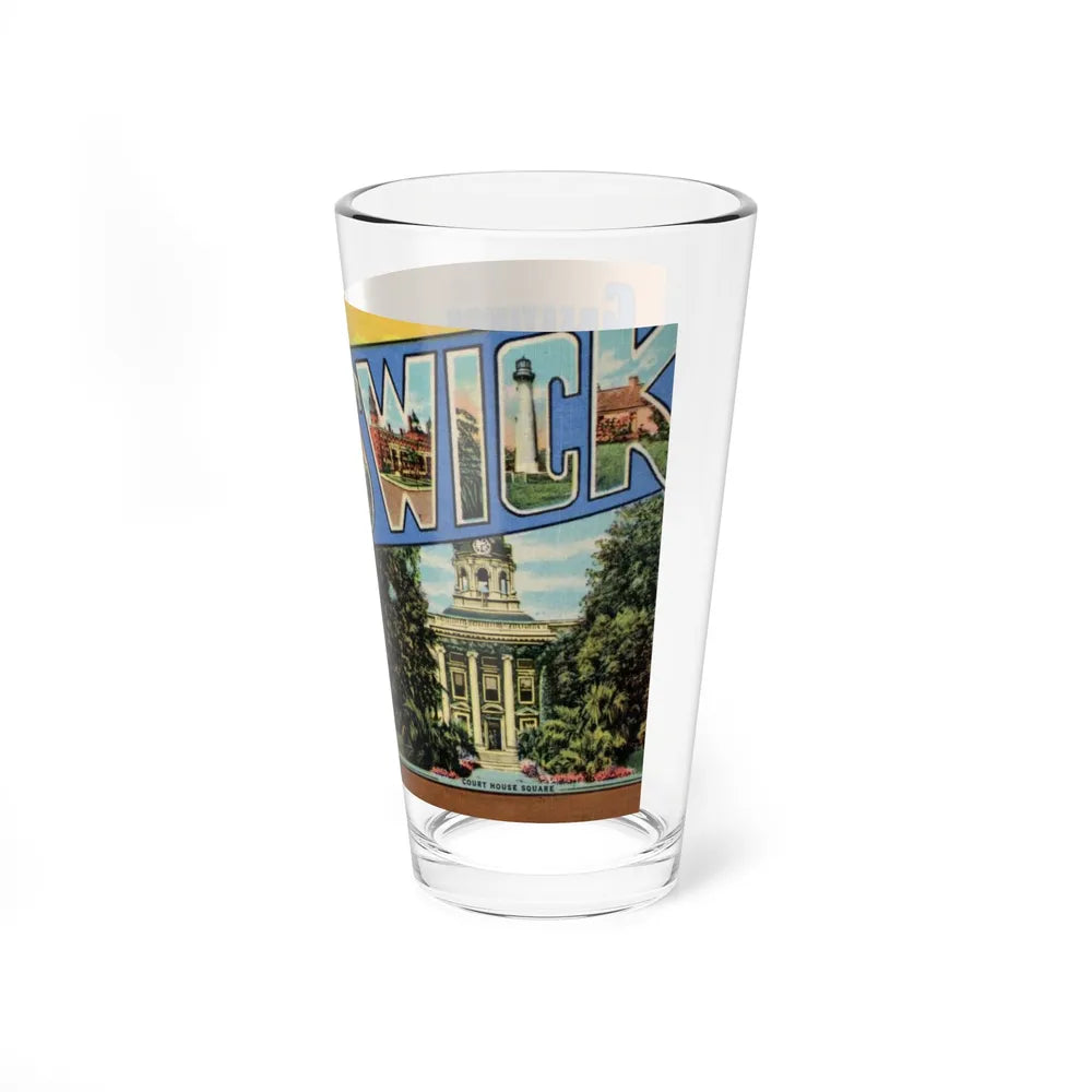 Greetings From Brunswick GA (Greeting Postcards) Pint Glass 16oz-Go Mug Yourself